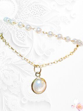 Gold Tone Adjustable Double Faux Pearl Chain Bracelet 587